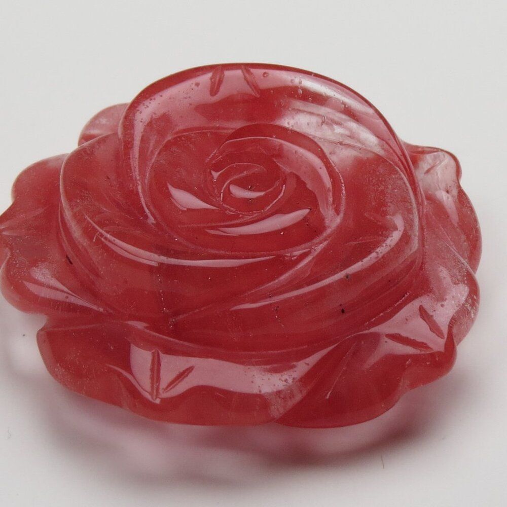 Red Quarts Flower Pendent Hand Carved